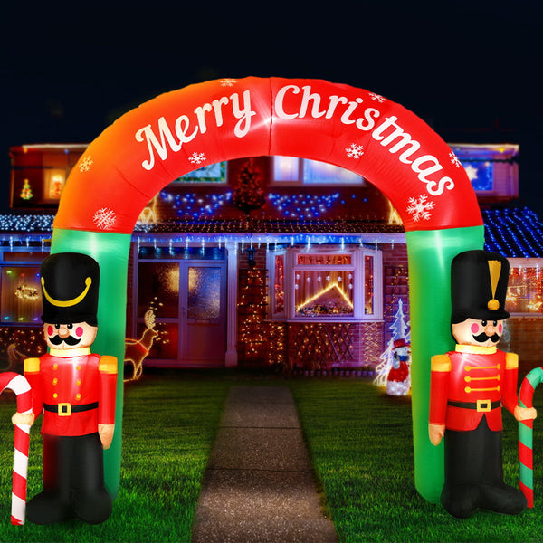 Jingle Jollys Christmas Inflatable Archwary Nutcracker 3M Illuminated Decorations Seasonal Decorations