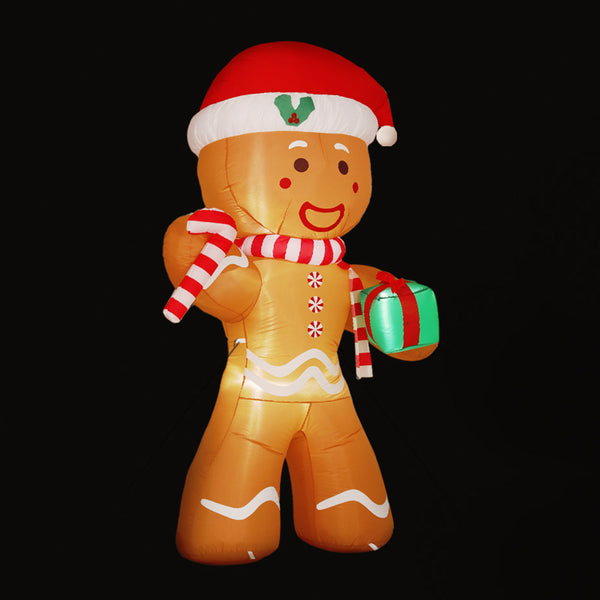 Jingle Jollys Christmas Inflatable Gingerbread Man 2.4M Illuminated Decorations Seasonal Decorations