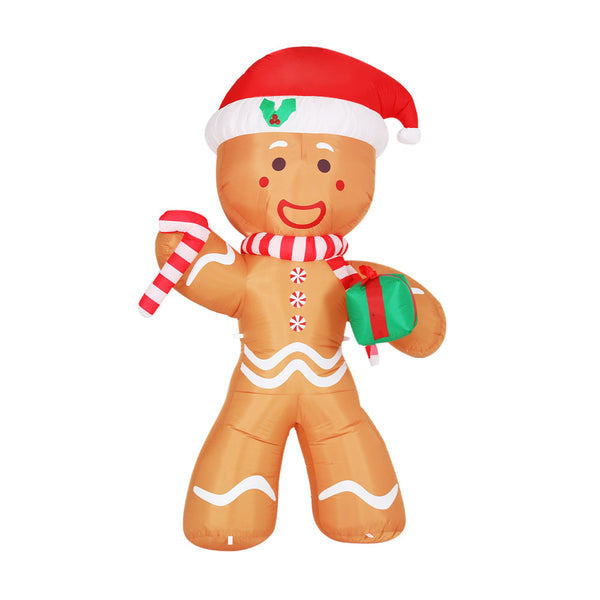 Jingle Jollys Christmas Inflatable Gingerbread Man 2.4M Illuminated Decorations Seasonal Decorations