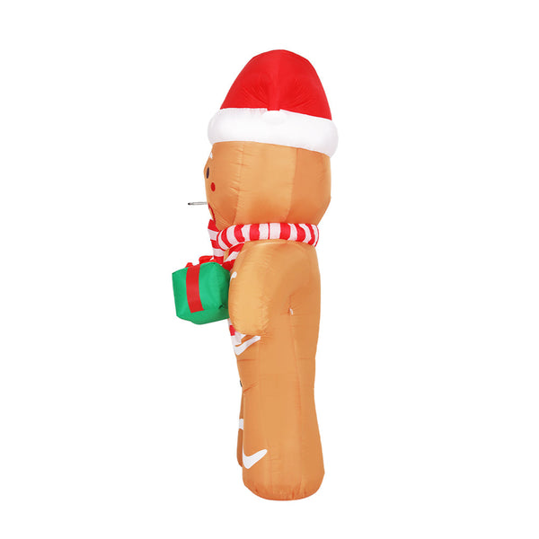 Jingle Jollys Christmas Inflatable Gingerbread Man 2.4M Illuminated Decorations Seasonal Decorations