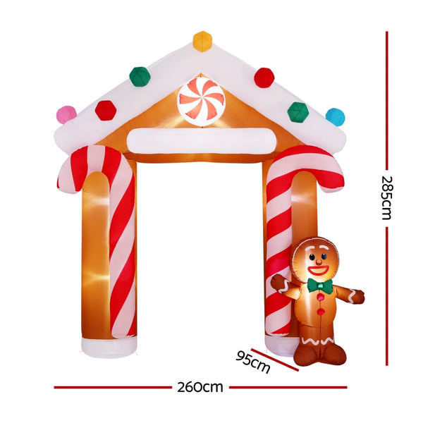 Jingle Jollys Christmas Inflatable Archwary Ginger 2.8M Illuminated Decorations Seasonal Decorations