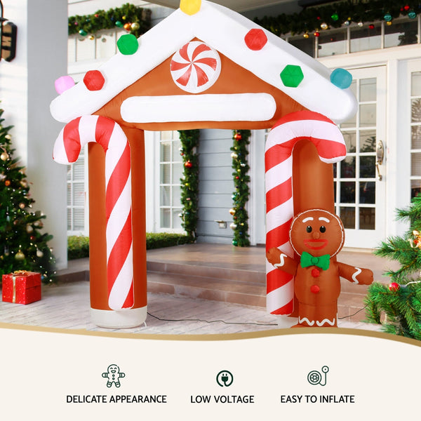 Jingle Jollys Christmas Inflatable Archwary Ginger 2.8M Illuminated Decorations Seasonal Decorations