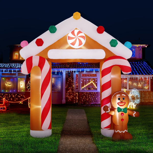 Jingle Jollys Christmas Inflatable Archwary Ginger 2.8M Illuminated Decorations Seasonal Decorations