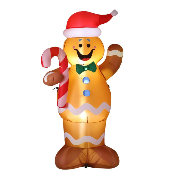 Jingle Jollys Christmas Inflatable Gingerbread Man 1.5M Height Led Decorations Illuminated Seasonal Decorations