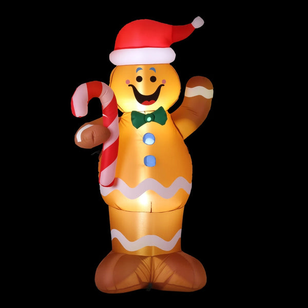 Jingle Jollys Christmas Inflatable Gingerbread Man 1.5M Height Led Decorations Illuminated Seasonal Decorations