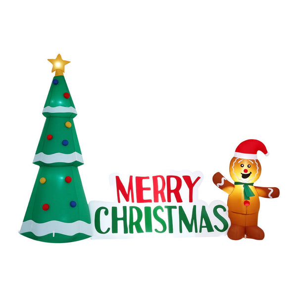 Jingle Jollys Christmas Inflatable Gingerbread Man Tree Led Illuminated Decorations Seasonal Decorations
