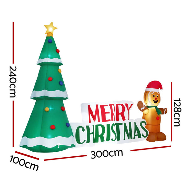 Jingle Jollys Christmas Inflatable Gingerbread Man Tree Led Illuminated Decorations Seasonal Decorations