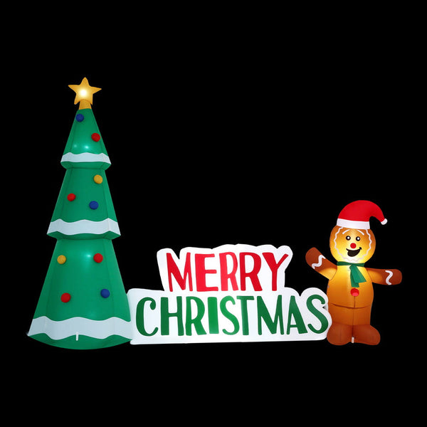 Jingle Jollys Christmas Inflatable Gingerbread Man Tree Led Illuminated Decorations Seasonal Decorations