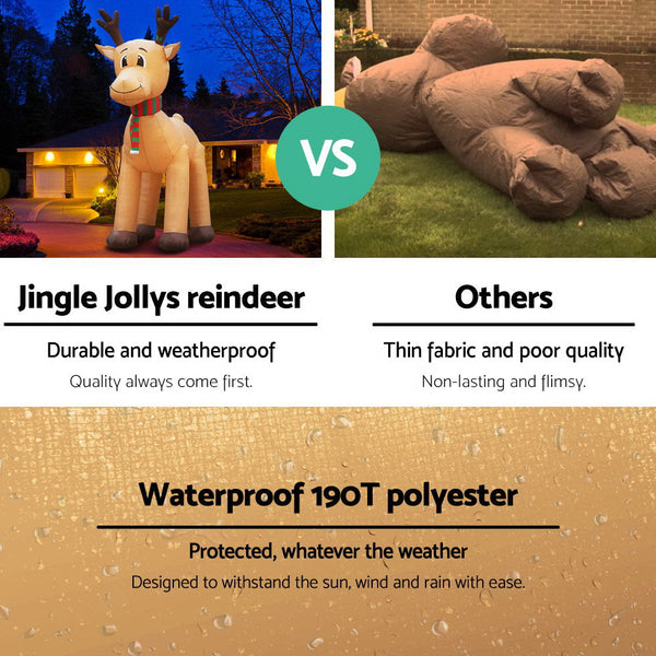 Jingle Jollys Christmas Inflatable Reindeer 5M Illuminated Decorations Seasonal Decorations