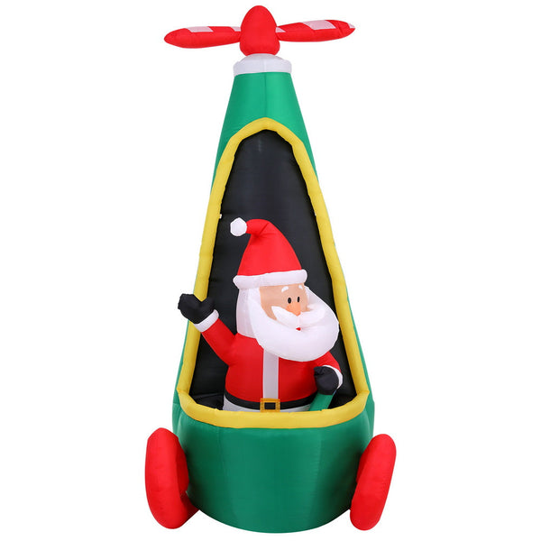 Jingle Jollys Christmas Inflatable Santa Helicopter 2.55M Height Led Illuminated Decorations Seasonal Decorations