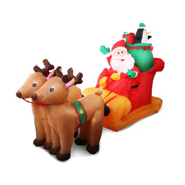 Jingle Jollys Christmas Inflatable Santa Sleigh 2.2M Outdoor Decorations Led Seasonal Decorations