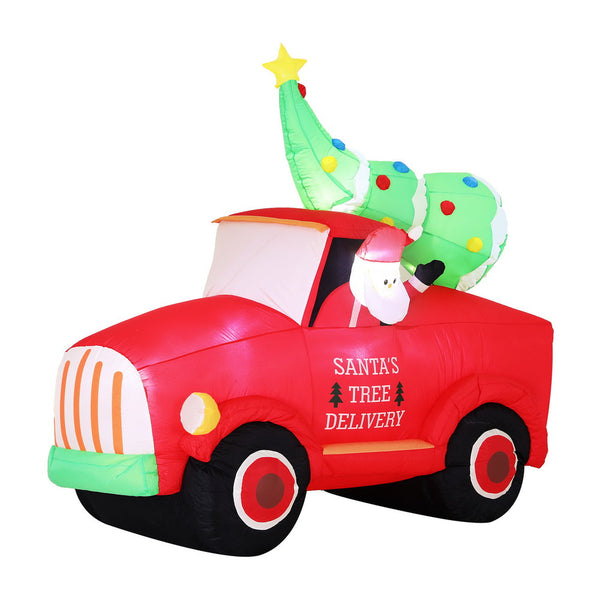 Jingle Jollys Christmas Inflatable Santa Truck 1.6M Height Led Decorations Illuminated Seasonal Decorations