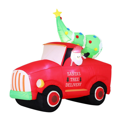 Jingle Jollys Christmas Inflatable Santa Truck 1.6M Height Led Decorations Illuminated Seasonal Decorations