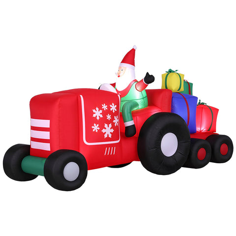 Jingle Jollys Christmas Inflatable Santa Truck 2.6M Length Led Decorations Illuminated Seasonal Decorations