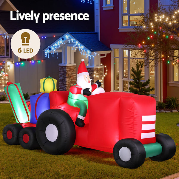 Jingle Jollys Christmas Inflatable Santa Truck 2.6M Length Led Decorations Illuminated Seasonal Decorations