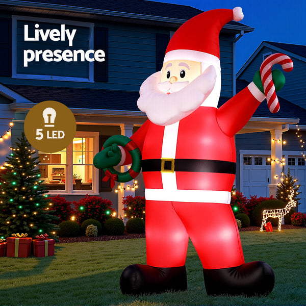 Jingle Jollys Christmas Inflatable Giant Santa 3.8M Height Led Illuminated Decorations Seasonal Decorations