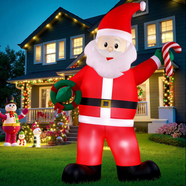 Jingle Jollys Christmas Inflatable Giant Santa 3.8M Height Led Illuminated Decorations Seasonal Decorations