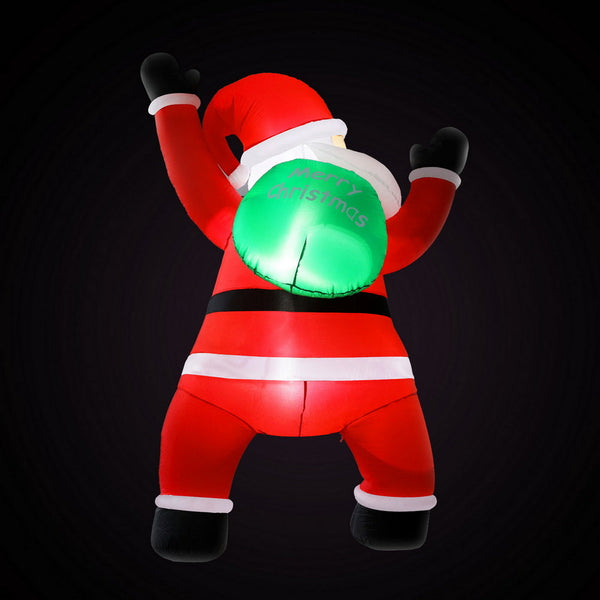 Jingle Jollys Christmas Inflatable Santa Climbing Led Illuminated Decorations 1.9M Seasonal Decorations