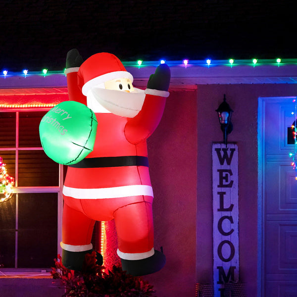 Jingle Jollys Christmas Inflatable Santa Climbing Led Illuminated Decorations 1.9M Seasonal Decorations