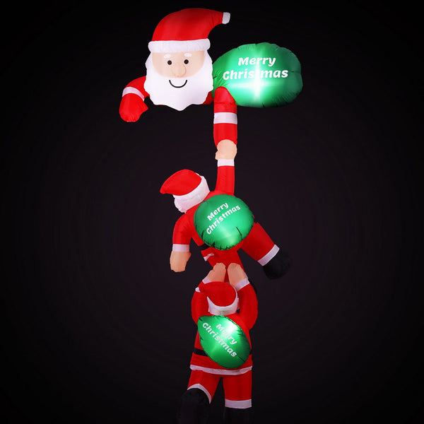 Jingle Jollys Christmas Inflatable Climbing Santa 2.5M Height Led Decorations Illuminated Seasonal Decorations