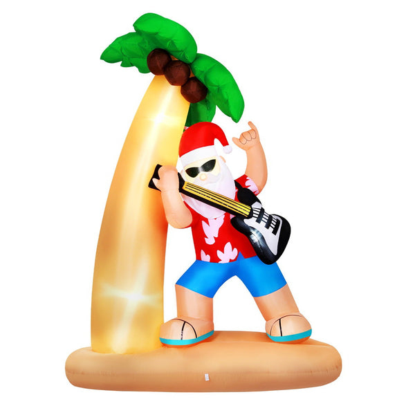Jingle Jollys Christmas Inflatable Santa Guitar 2.1M Led Illuminated Decorations Seasonal Decorations