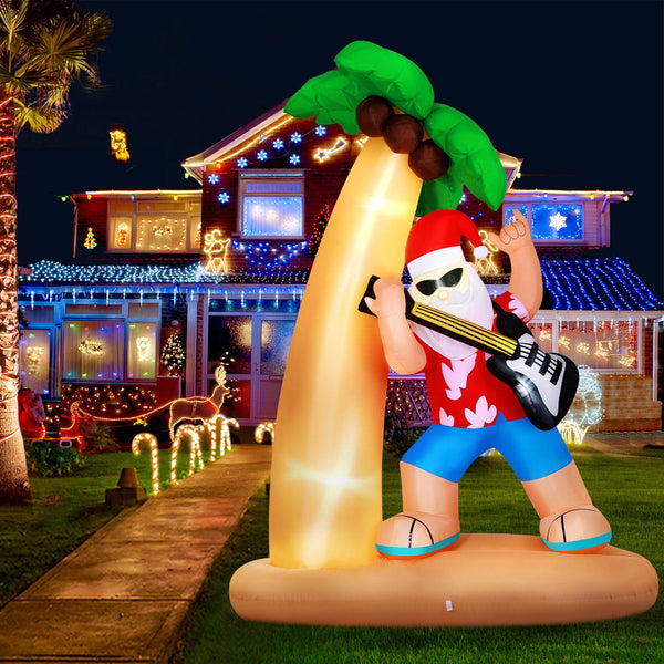 Jingle Jollys Christmas Inflatable Santa Guitar 2.1M Led Illuminated Decorations Seasonal Decorations