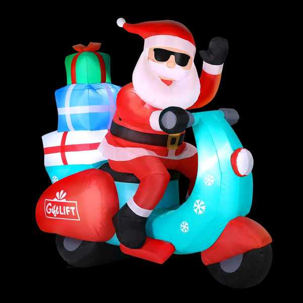 Jingle Jollys Christmas Inflatable Santa Motorbike Led Illuminated Decorations Seasonal Decorations