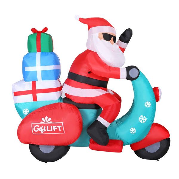 Jingle Jollys Christmas Inflatable Santa Motorbike Led Illuminated Decorations Seasonal Decorations