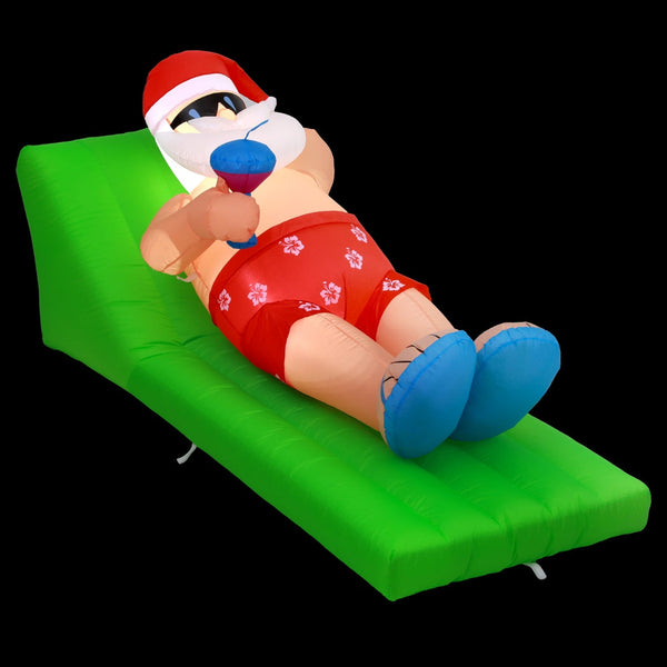 Jingle Jollys Christmas Inflatable Santa Bench 1.8M Led Illuminated Decorations Seasonal Decorations