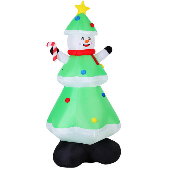 Jingle Jollys Christmas Inflatable Snowman Tree 2.75M Height Led Decorations Illuminated Seasonal Decorations