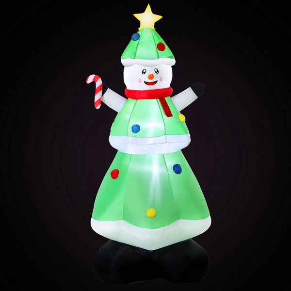 Jingle Jollys Christmas Inflatable Snowman Tree 2.75M Height Led Decorations Illuminated Seasonal Decorations
