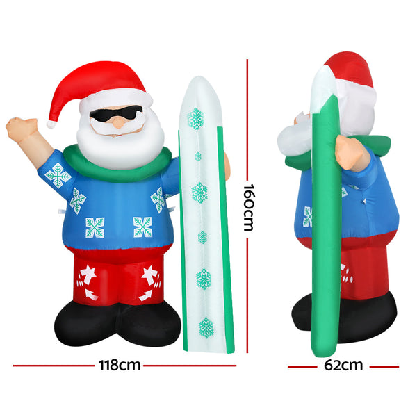 Jingle Jollys Christmas Inflatable Santa 1.6M Illuminated Decorations Seasonal Decorations