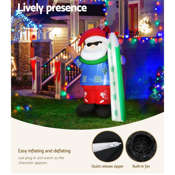 Jingle Jollys Christmas Inflatable Santa 1.6M Illuminated Decorations Seasonal Decorations