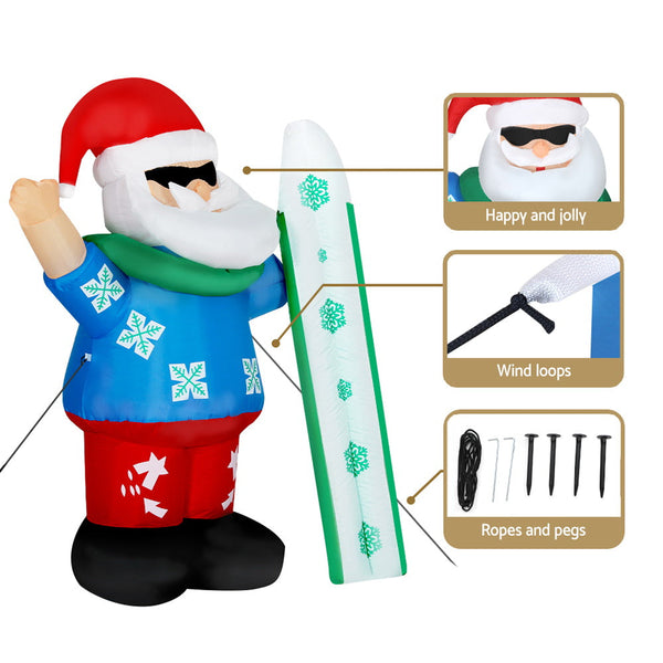 Jingle Jollys Christmas Inflatable Santa 1.6M Illuminated Decorations Seasonal Decorations