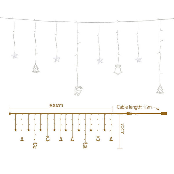 138 Led 3M Christmas Lights Icicle Warm White Jingle Jollys Seasonal Decorations