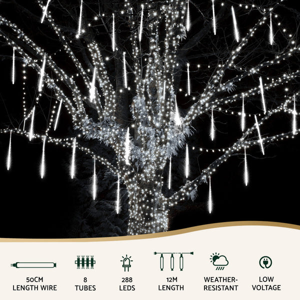 Jingle Jollys 7M Christmas Lights Shower Light 288 Led Icicle Falling Metor Decorative Lighting