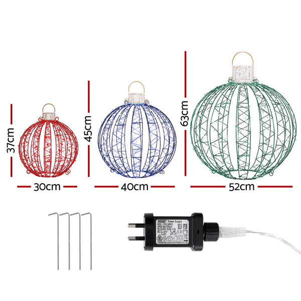 Jingle Jollys Christmas Lights 320 Led Fairy 3Pcs Ball Decorations Set Decorative Lighting