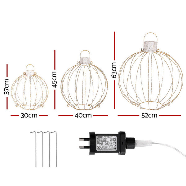 Jingle Jollys Christmas Lights 320 Led Fairy 3Pcs Ball Decorations Set Decorative Lighting