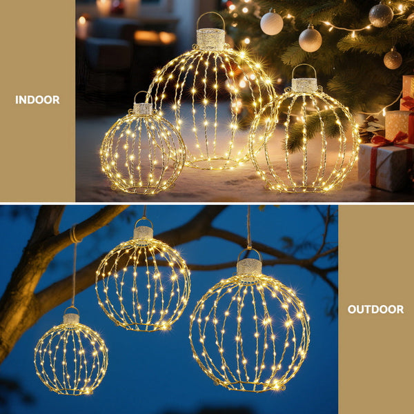 Jingle Jollys Christmas Lights 320 Led Fairy 3Pcs Ball Decorations Set Decorative Lighting