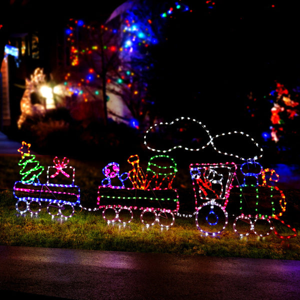 2.1M Christmas Lights 631 Led Train Motif Decorations Jingle Jollys Decorative Lighting