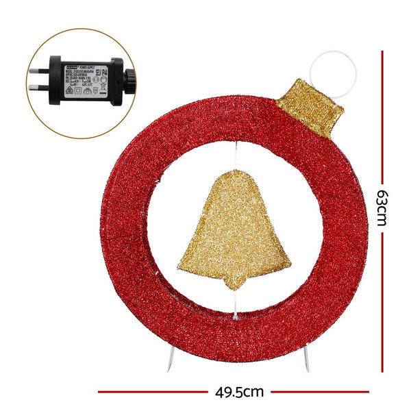 Jingle Jollys Christmas Lights 60Cm Motif 30 Led Bell Wreath Xmas Decorations Decorative Lighting
