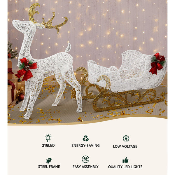 215 Led Christmas Lights Reindeer Sleigh Decorations Jingle Jollys Decorative Lighting