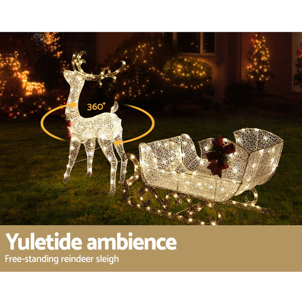 215 Led Christmas Lights Reindeer Sleigh Decorations Jingle Jollys Decorative Lighting