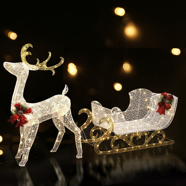 215 Led Christmas Lights Reindeer Sleigh Decorations Jingle Jollys Decorative Lighting