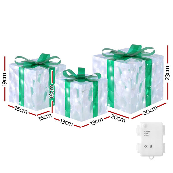3 Pcs Christmas Lights 70 Led Fairy Gift Box Jingle Jollys Decorative Lighting