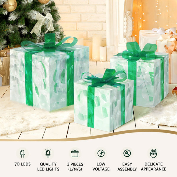 3 Pcs Christmas Lights 70 Led Fairy Gift Box Jingle Jollys Decorative Lighting