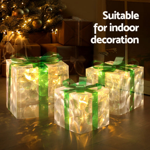 3 Pcs Christmas Lights 70 Led Fairy Gift Box Jingle Jollys Decorative Lighting