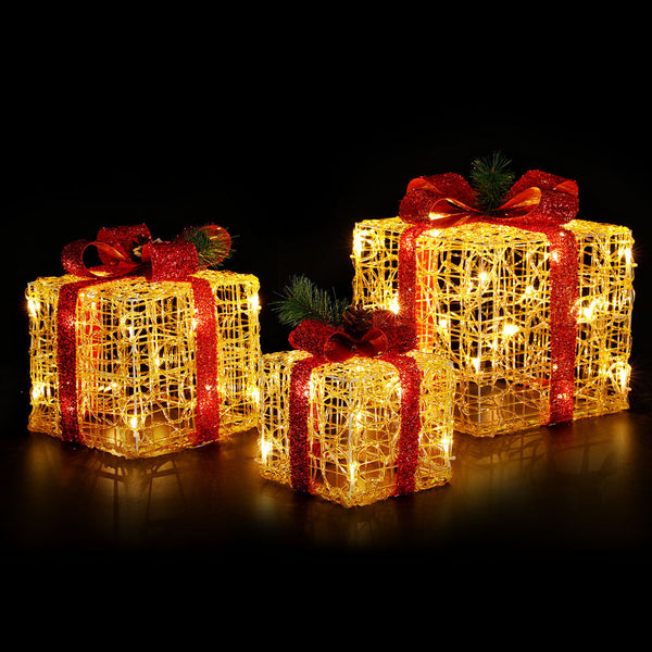 3 Pcs Christmas Lights Gift Box Set 48 Led Decorations Jingle Jollys Decorative Lighting