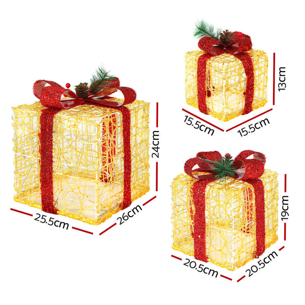 3 Pcs Christmas Lights Gift Box Set 48 Led Decorations Jingle Jollys Decorative Lighting