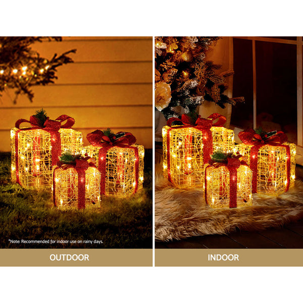 3 Pcs Christmas Lights Gift Box Set 48 Led Decorations Jingle Jollys Decorative Lighting